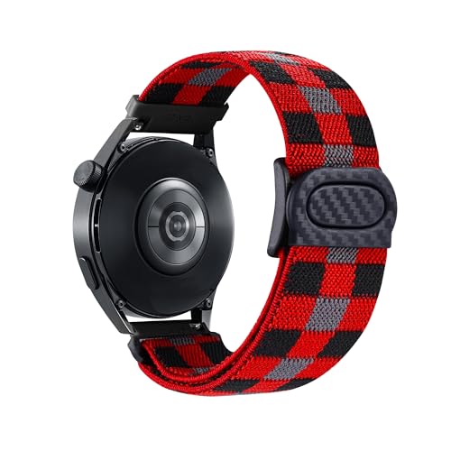 [SQHYWJ] クイックリリース バンド 20mm 22mm 時計バンド ナイロン 時計ベルト 伸縮性のあるスナップクロージャー スマートウォッチ交換用バンド(チェックレッド 20mm)